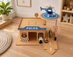 Wooden Police Station Playset for Kids Pattern PDF, Montessori Police Toy with Helicopter, Pretend Play Learning Toy, Nursery Room Decor - Image 3