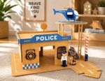 Wooden Police Station Playset for Kids Pattern PDF, Montessori Police Toy with Helicopter, Pretend Play Learning Toy, Nursery Room Decor