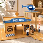 Wooden Police Station Playset for Kids Pattern PDF, Montessori Police Toy with Helicopter, Pretend Play Learning Toy, Nursery Room Decor