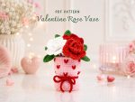 Valentine Rose Vase Crochet Pattern PDF, Crochet Rose Bouquet, Amigurumi Flower Vase, DIY Valentine Gift Pattern