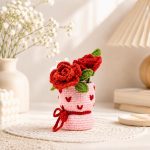 Valentine Rose Vase Crochet Pattern PDF, Crochet Rose Bouquet, Amigurumi Flower Vase, DIY Valentine Gift Pattern - Image 2