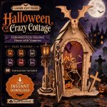Halloween Crazy Cottage Laser Cut Files SVG PDF | Haunted House SVG | Vampire Cottage DXf | Halloween Decor Glowforge File | Spooky House