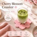 Cherry Blossom Coaster STL File, Sakura Drink Coaster 3D Print Model, Japanese Floral Home Decor, Cute Botanical Coaster Digital Download