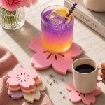 Cherry Blossom Coaster STL File, Sakura Drink Coaster 3D Print Model, Japanese Floral Home Decor, Cute Botanical Coaster Digital Download - Image 2