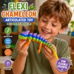 Flexi Chameleon 3D Printed Articulated Toy STL Model, Flexible Lizard Fidget Toy Digital Download, Print in Place Desk Toy, Cute Gift - Image 2