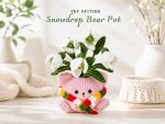 Snowdrop Bear Pot Crochet Pattern | Amigurumi Bear Planter PDF | DIY Crochet Flower Pot | Cute Plush Bear with | Instant Digital Download