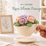 Rose Bloom Teacup Crochet Pattern | PDF Flower Cup DIY | Amigurumi Tea Cup Flowers | Handmade Craft Digital Download