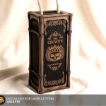 Whiskey Bottle Box SVG Laser Cut File Crown Skull Wine Gift Box Vector Plan Wooden Case Groomsmen Gift Glowforge Files Digital Download