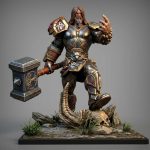 Thunder Warrior 3D Model STL, Mythic Norse Fantasy Warrior Statue, High Detail 3D Printing File, Resin Miniature Digital Download - Image 5