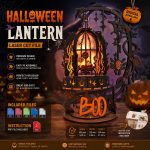 Halloween Lantern Laser Cut File SVG | Spooky Hanging Lantern DIY | Glowforge, xTool, LightBurn, CNC Wood Craft Decor