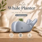 Cute Whale Planter STL File for 3D Printing, Minimalist Whale Succulent Pot, Cactus Planter Digital Download, Ocean Decor, Desk Planter STL