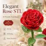 Realistic Rose STL File for 3D Printing, Multi Part Flower Model, Printable Floral Decor, Elegant Rose Sculpture, Digital Download