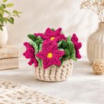 Poinsettia Crochet Pattern PDF, Christmas Flower Coaster Pot, Crochet Plant Pattern, Holiday Home Decor Digital Download - Image 5