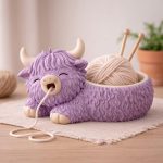 Yarn Buddy Highland Cow STL File, Cute Crochet Yarn Holder, Knitting Organizer, 3D Print Digital Download - Image 3
