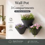 Wall Planter with 3 Compartments STL File, Hanging Succulent Pot, Vertical Garden 3D Print, Digital Download