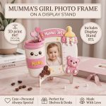 Baby Girl Photo Frame Fridge Magnet STL File, Cute Baby Photo Magnet Frame, 3D Printed Nursery Decor, Baby Shower Gift Idea - Image 2