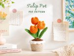 Tulip Pot Crochet Pattern PDF | DIY Amigurumi Flowers | Handmade Spring Home Decor Tutorial
