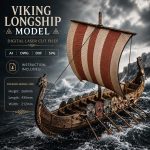 Viking Longship Laser Cut Model SvG DxF Ai DWg | Wooden Boat 3D Puzzle | Laser Cut Digital Download