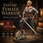 Fantasy Female Warrior STL for 3D Printing, Sword Huntress Miniature, RPG Tabletop Figure, Digital Download