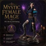 Mystic Female Mage STL File, Fantasy Spellcaster Miniature for 3D Printing, Digital Download