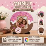 Donut Photo Frame Fridge Magnet STL File, Cute Dessert Kitchen Magnet 3D Print Design, Printable Photo Holder Decor,Instant Digital Download