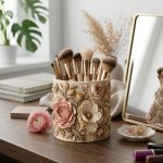 Floral Makeup Brush Holder STL File, Elegant Vanity Organizer 3D Print, Cute Cosmetic Storage Decor, Instant Digital Download - Image 2