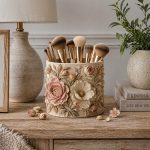 Floral Makeup Brush Holder STL File, Elegant Vanity Organizer 3D Print, Cute Cosmetic Storage Decor, Instant Digital Download - Image 3