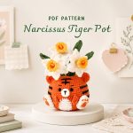 Tiger Flower Pot Crochet Pattern PDF, Amigurumi Tiger Planter with Daffodil Flowers, Cute Animal Crochet Decor