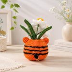 Tiger Flower Pot Crochet Pattern PDF, Amigurumi Tiger Planter with Daffodil Flowers, Cute Animal Crochet Decor - Image 3