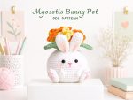 Cute Bunny Flower Pot Crochet Pattern PDF, Amigurumi Bunny Planter, Spring Easter Decor, Digital Download