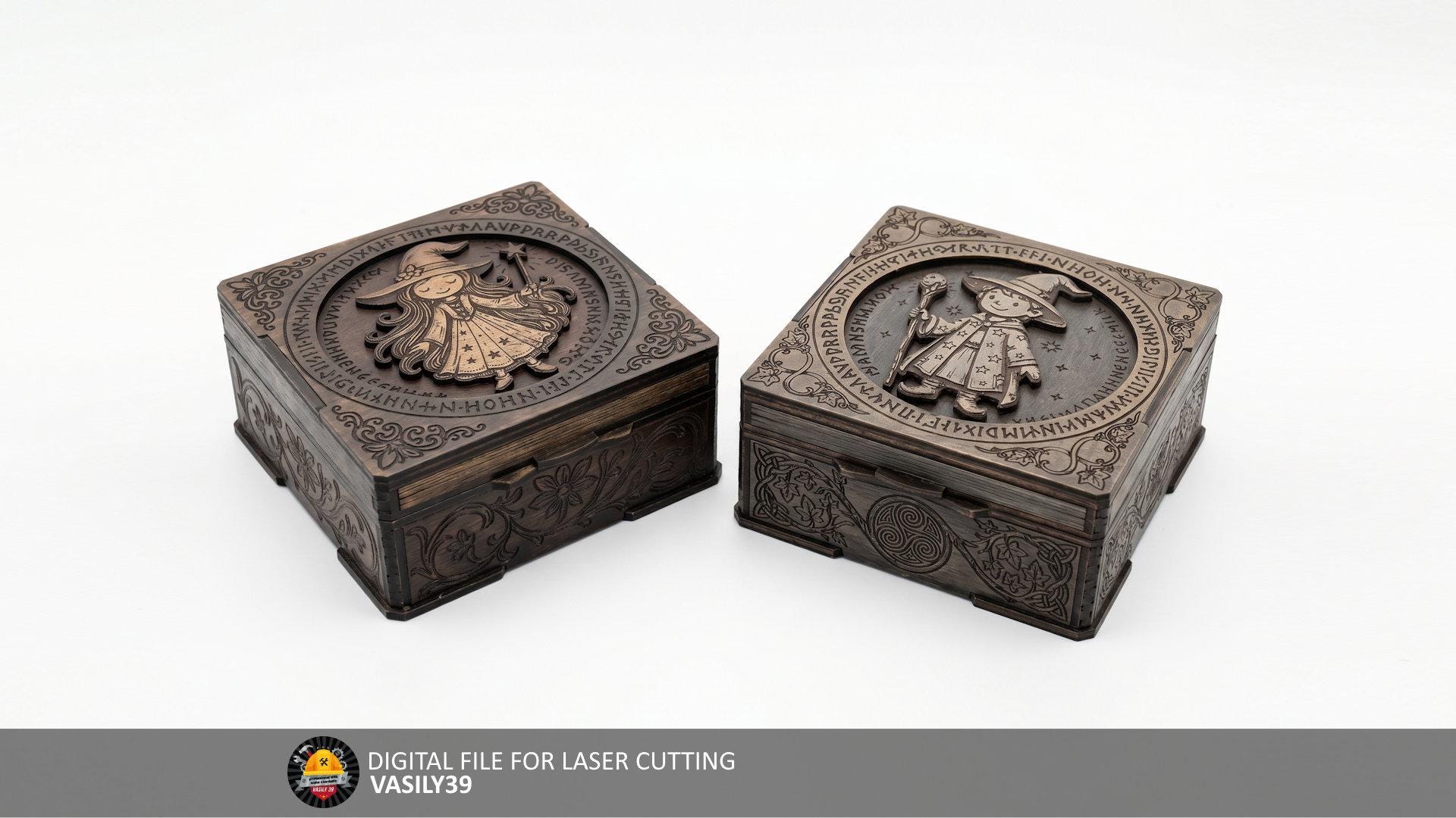 il_fullxfull.8093375895_t3l1.jpg Laser Cut Box 00289 + 00259 SVG: Jewelry Gift Box with Magnetic Lock (Digital Files) - Image 1
