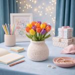 Crocheted Vase with Tulip Flowers STL File, Cute Floral Home Decor 3D Print, Aesthetic Crochet Style Vase, Instant Digital Download - Image 4