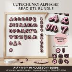 Soft Script Alphabet Bead STL Bundle, Cute Letter Beads 3D Print File, Personalized Jewelry Charm Set, Instant Digital Download