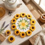 Sunflower Coaster Pot Crochet Pattern PDF | Cute Flower Coaster Set with Basket | Handmade Home Decor | Beginner-Friendly Crochet Pattern - Image 3