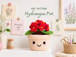 Hydrangea Pot Crochet Pattern PDF, Amigurumi Flower Pot, Cute Plant Decor, Digital Download