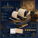 Wooden Ship Model Laser Cut File SvG DxF Ai PdF, DiY Sailing Ship Kit, Nautical Home Decor, Wooden Puzzle, CNC Laser Cut