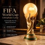 Football Championship Lithophane Lamp STL File for 3D Printing, Soccer Fan LED Lamp Digital Download, Sports Decor Night Light STL