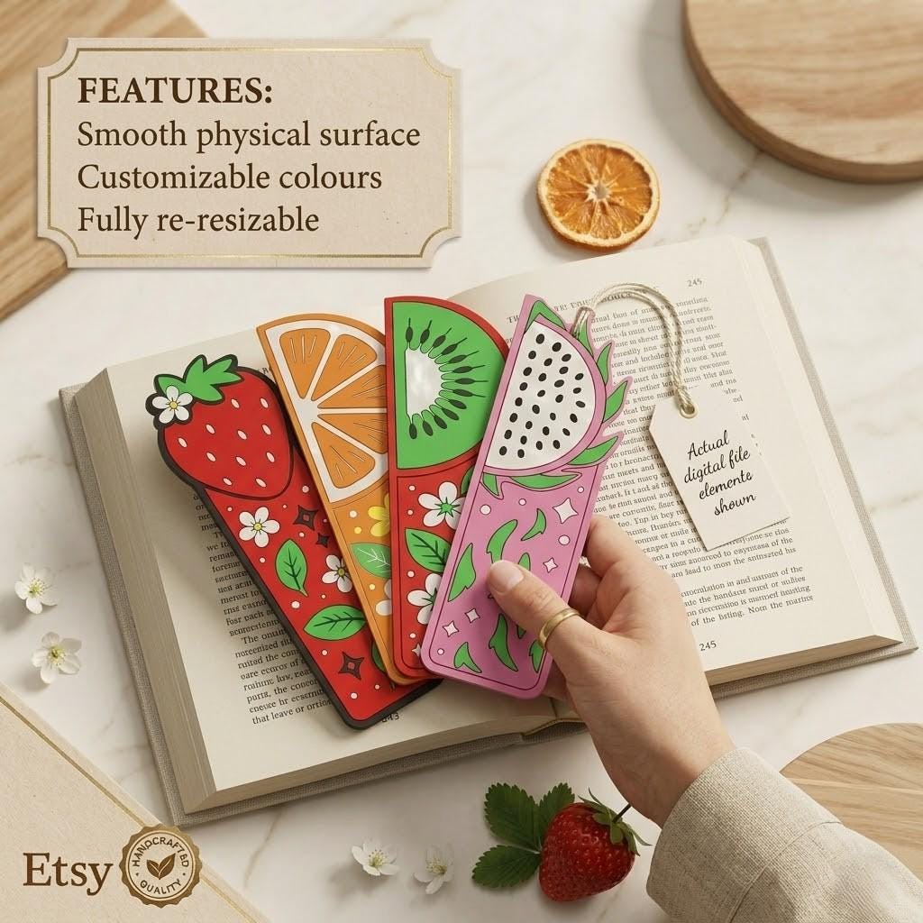 il_fullxfull.8106122117_dg33.jpg Cute Animal Bookmark STL Bundle – 4pcs Kawaii 3D Printable Bookmarks, Instant Download, Easy DIY Gift for Book Lovers - Image 1