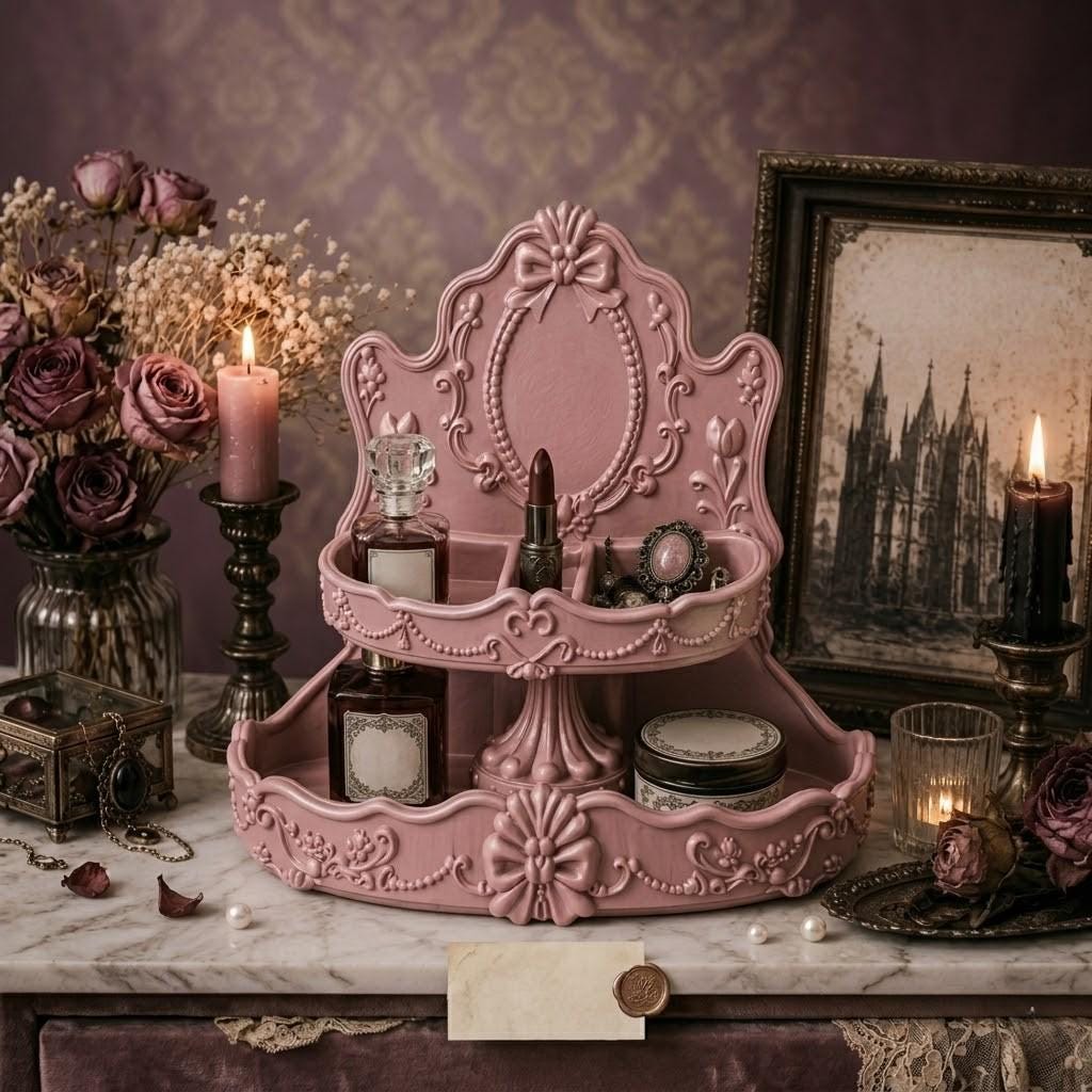 il_fullxfull.8106187853_9xxm.jpg Gothic Vanity Decor Shelf STL File – Elegant Dark Aesthetic Organizer for Makeup, Perfume & Room Decor, 3D Printable Digital Download - Image 1
