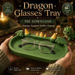 Dragon Glasses Holder Tray STL – Fantasy Dragon Eyeglasses Stand 3D Printable Model, Desk Organizer, Instant Digital Download