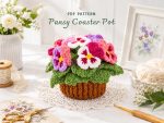 Pansy Crochet Pattern PDF, Flower Pot Crochet Pattern, Crochet Pansy Coaster, Amigurumi Floral Decor, DIY Handmade Gift