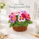 Pansy Crochet Pattern PDF, Flower Pot Crochet Pattern, Crochet Pansy Coaster, Amigurumi Floral Decor, DIY Handmade Gift