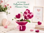Valentine Crochet Pattern PDF, Heart Flowers Vase Amigurumi Pattern, DIY Love Gift, Crochet Flower Bouquet, Valentine Decor