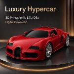 Luxury Hypercar STL & OBJ File for 3D Printing, High Performance Sports Car Model, Digital Download