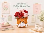 Crochet Shiba Pot PDF Pattern, Tulip Flower Amigurumi Dog Planter, Cute Shiba Inu Crochet Pattern, Digital Download