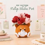 Crochet Shiba Pot PDF Pattern, Tulip Flower Amigurumi Dog Planter, Cute Shiba Inu Crochet Pattern, Digital Download