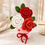 Valentine Rose Vase Crochet Pattern PDF, Crochet Rose Bouquet, Amigurumi Flower Vase, DIY Valentine Gift Pattern - Image 4