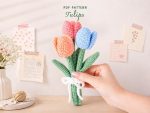 Crochet Tulip PDF Pattern, Amigurumi Flower Bouquet, Handmade Tulips Crochet Pattern, Spring Flower Decor Digital Download