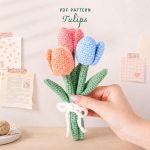 Crochet Tulip PDF Pattern, Amigurumi Flower Bouquet, Handmade Tulips Crochet Pattern, Spring Flower Decor Digital Download
