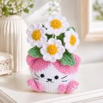 Daisy Cat Pot Crochet Pattern, Cat Flower Pot Amigurumi PDF, Crochet Daisy Planter, Cute Cat Crochet Pattern - Image 2